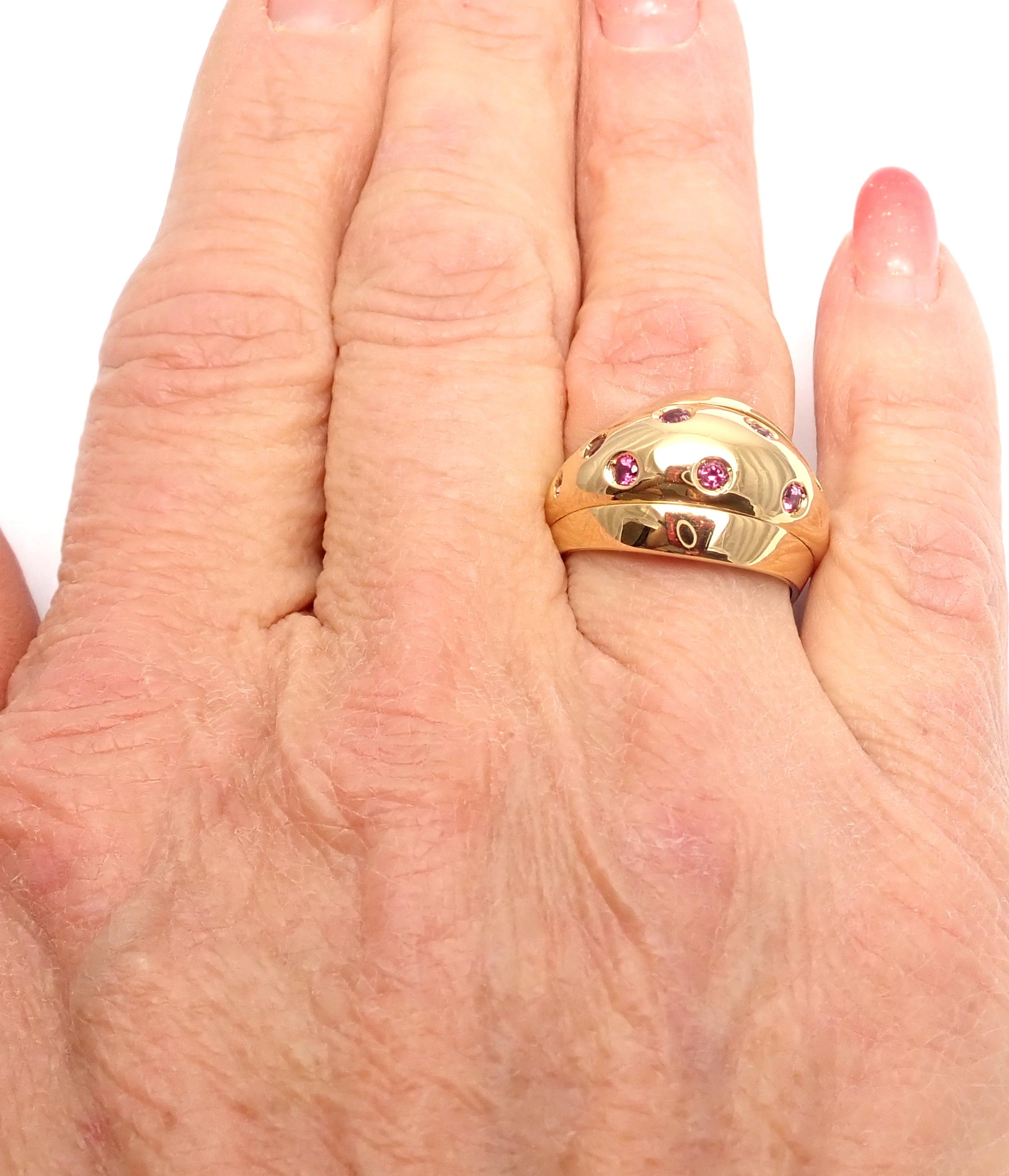 Versace Starlight Pink Sapphire Yellow Gold Dome Ring 1