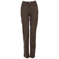 Versace Striped Medusa Logo Patch Jeans Size S