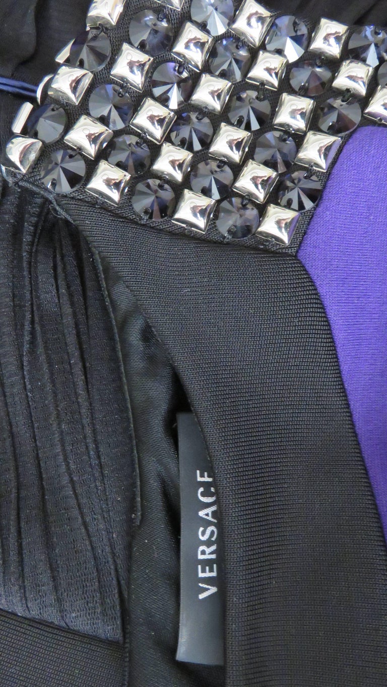 Versace Color Block Dress with Studs For Sale 10