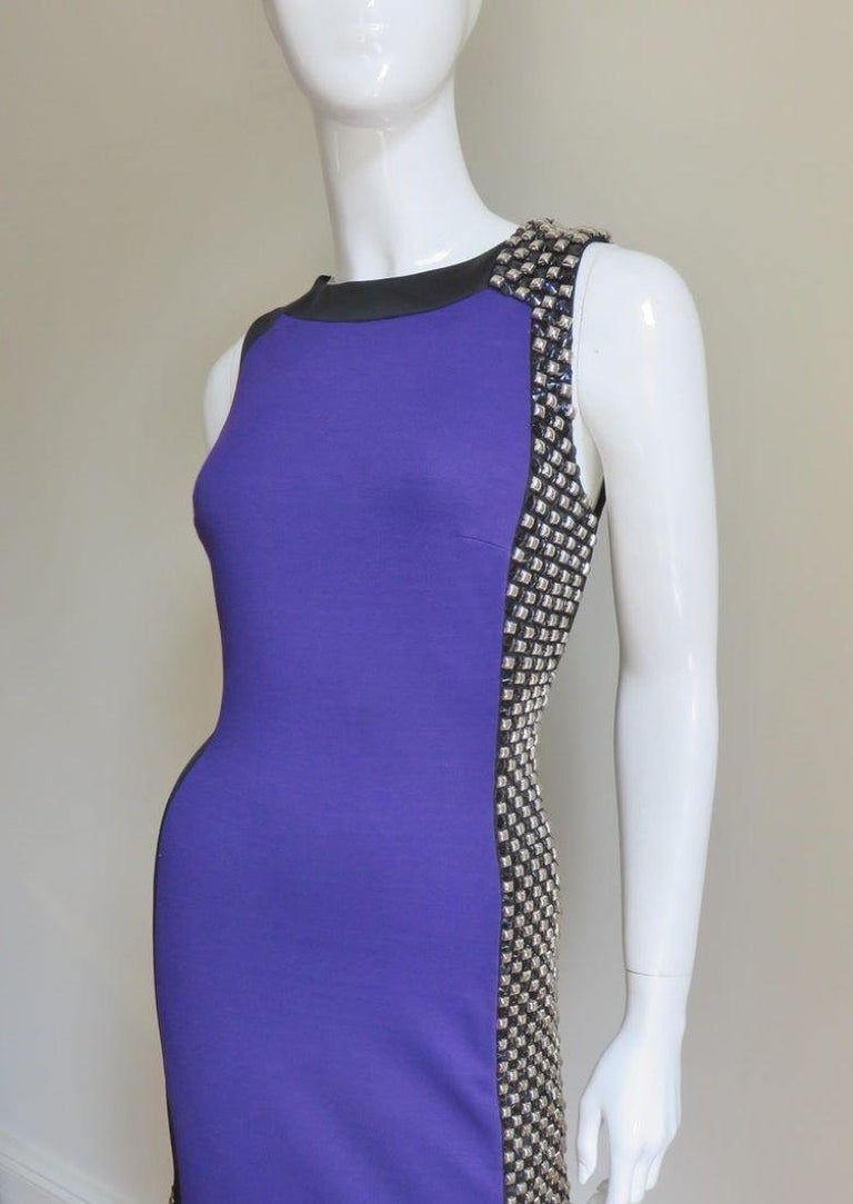 Versace Color Block Dress with Studs In Good Condition For Sale In Water Mill, NY