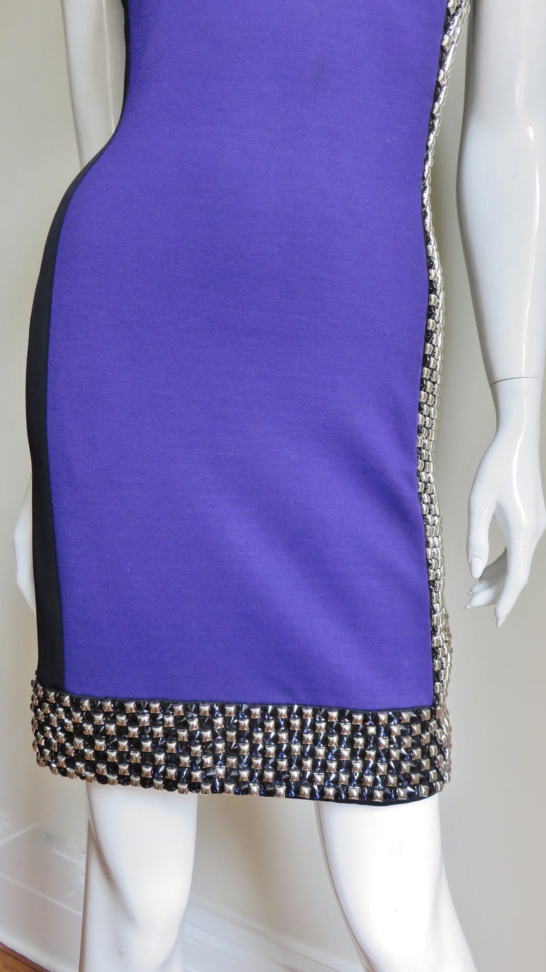 Versace Color Block Dress with Studs For Sale 1