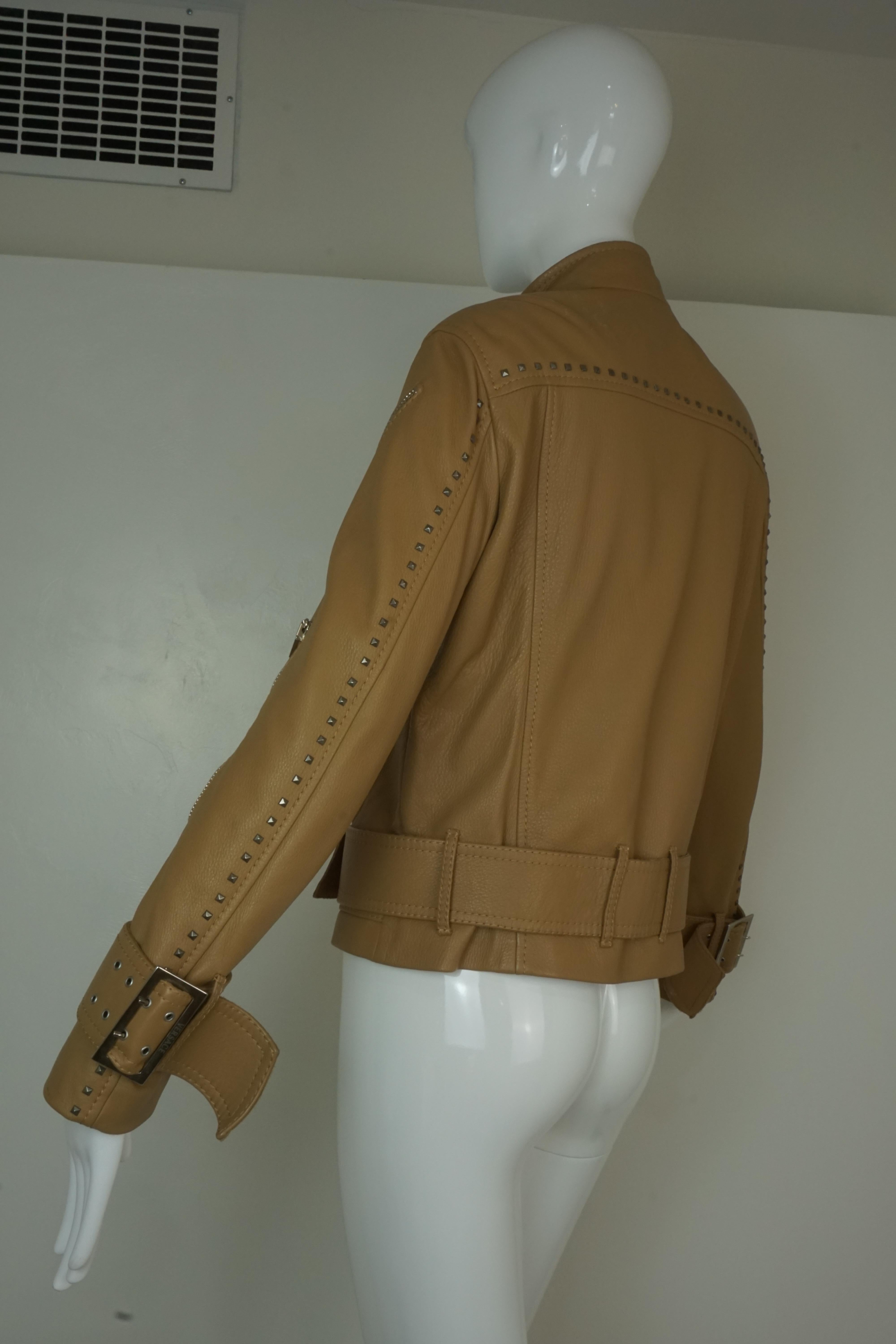 Versace Studded Leather Motorcycle Jacket  For Sale 6