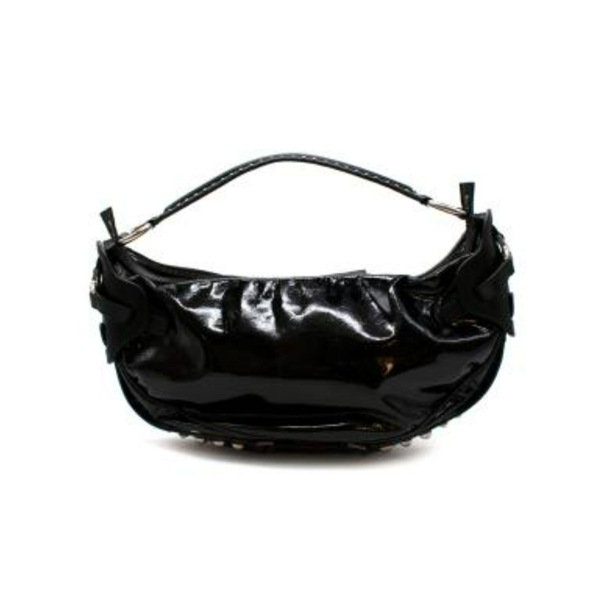 Versace Studded Patent Leather Shoulder Bag In Good Condition For Sale In London, GB