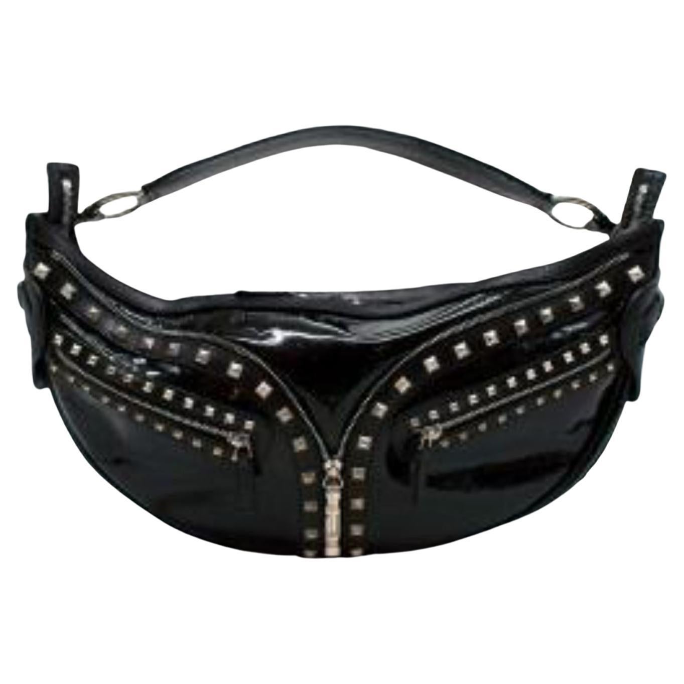 Versace Studded Patent Leather Shoulder Bag For Sale