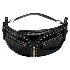 Versace Studded Patent Leather Shoulder Bag