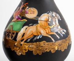 Versace Style Ceramic Vase Mounted Lamps, Pair