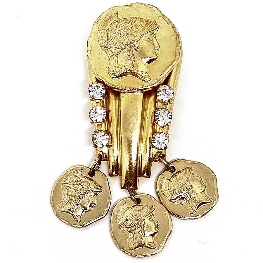 Women's Versace Style Clips In Gold And Rhinestones