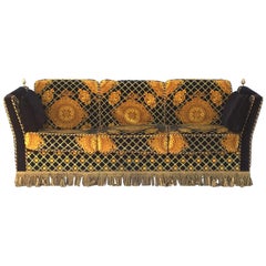 Versace Style Flaired Arm Tuxedo Knole Sofa by Stefano Giovanni