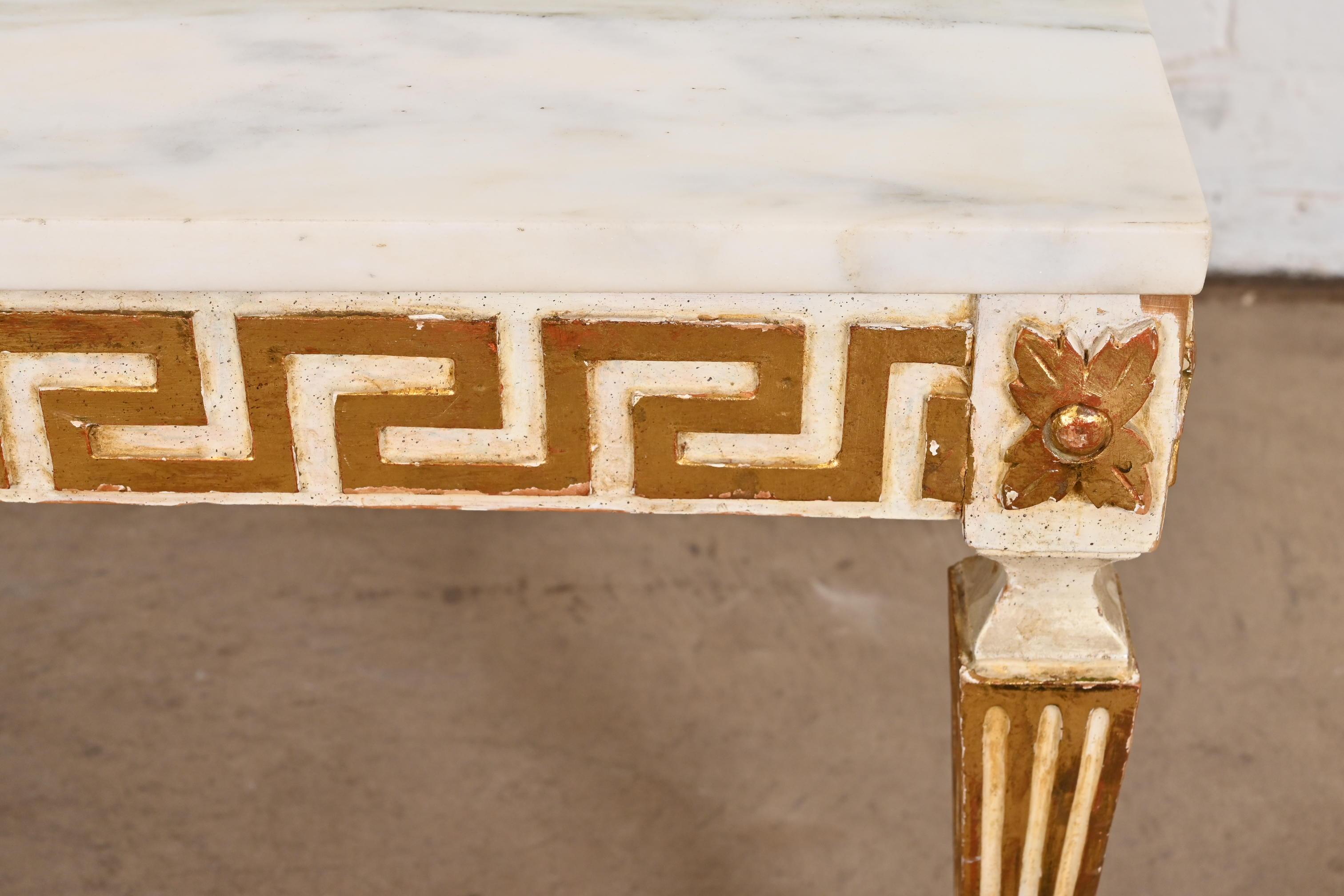 Versace Style Italian Neoclassical Marble Top Greek Key Cocktail Table 3
