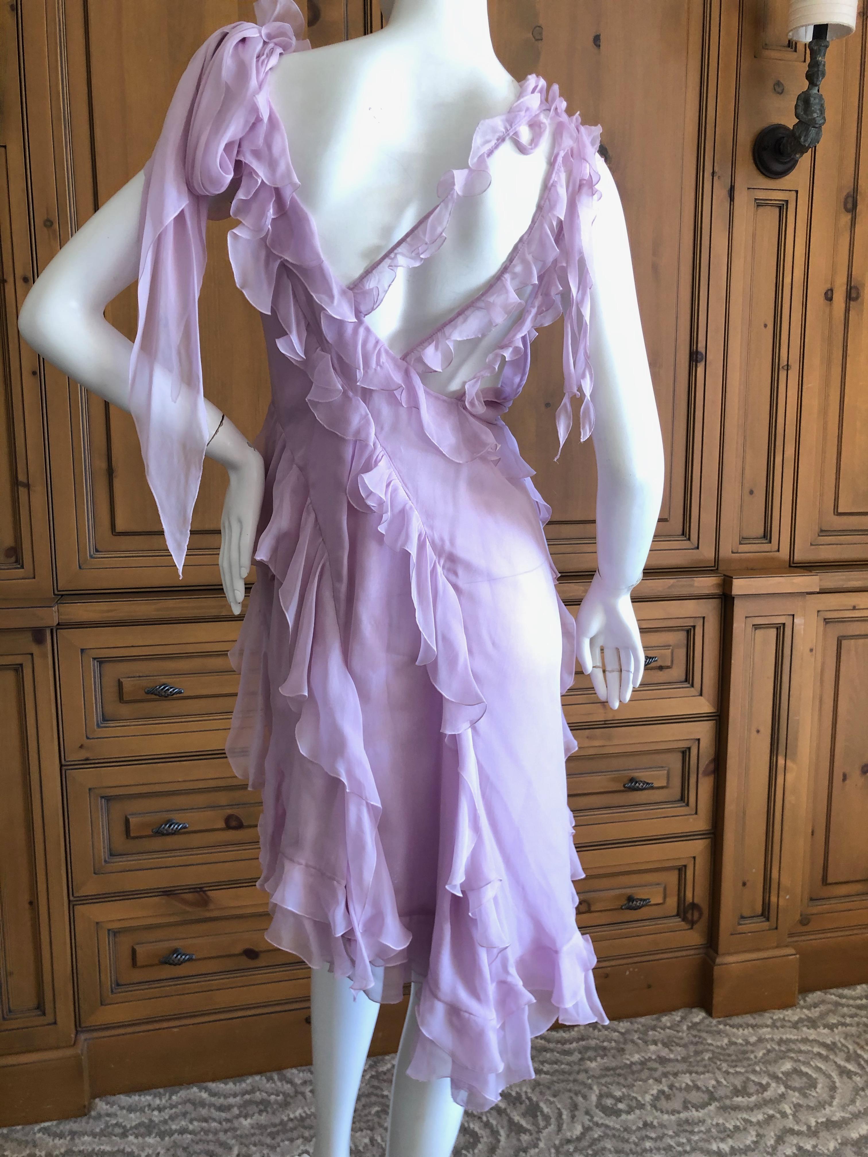 Women's Versace Sweet Silk Chiffon Pink Ruffled Cocktail Dress from Spring 2004 For Sale