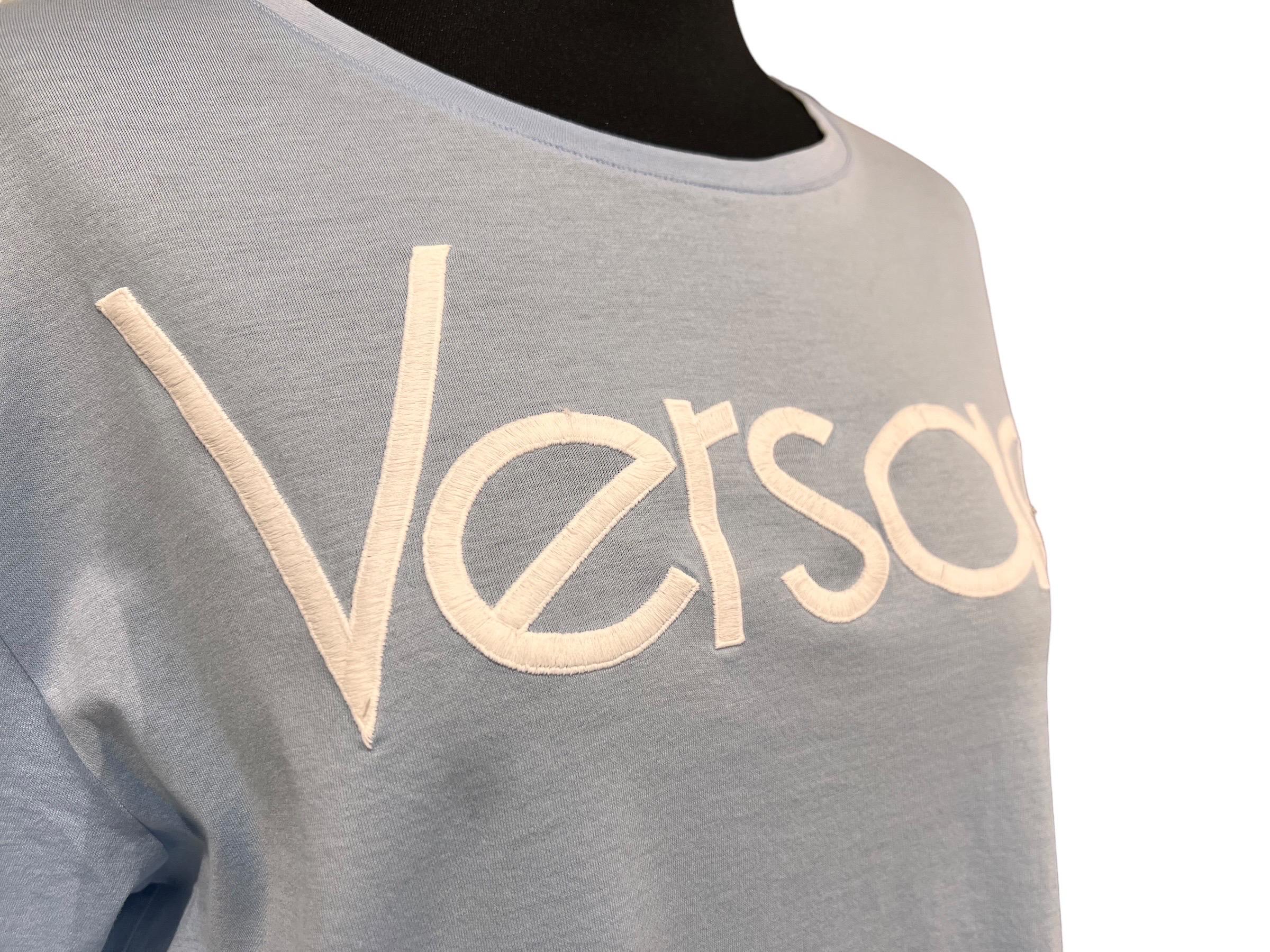 Versace T-Shirt Azzurro Manica Corta, Azzurro  1