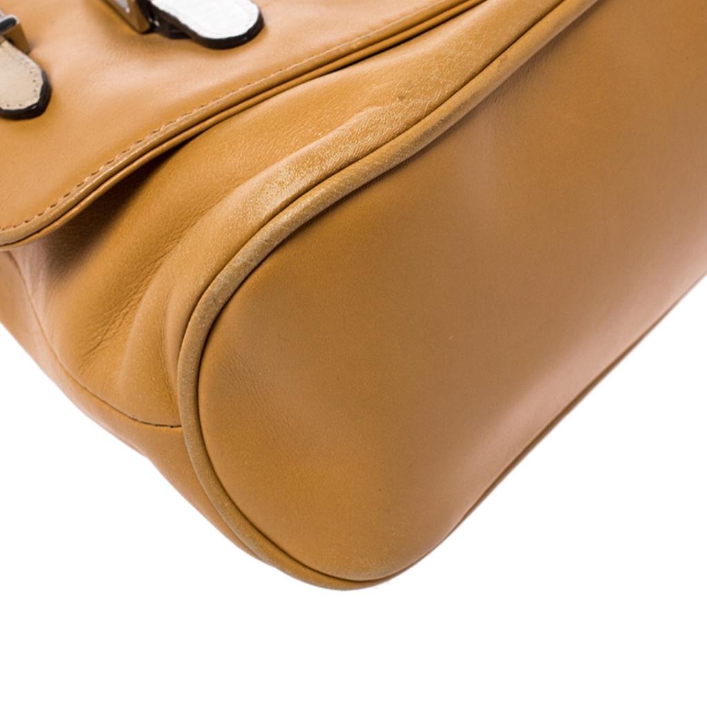 Versace Tan Leather Flap Strap Satchel 2