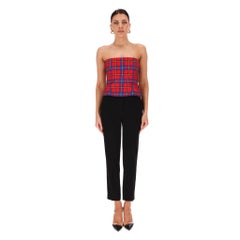 Versace Tartan Check Bandeau Corset Wool Top