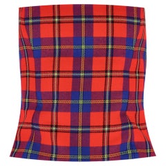 Versace Tartan Check Bandeau Corset Wool Top