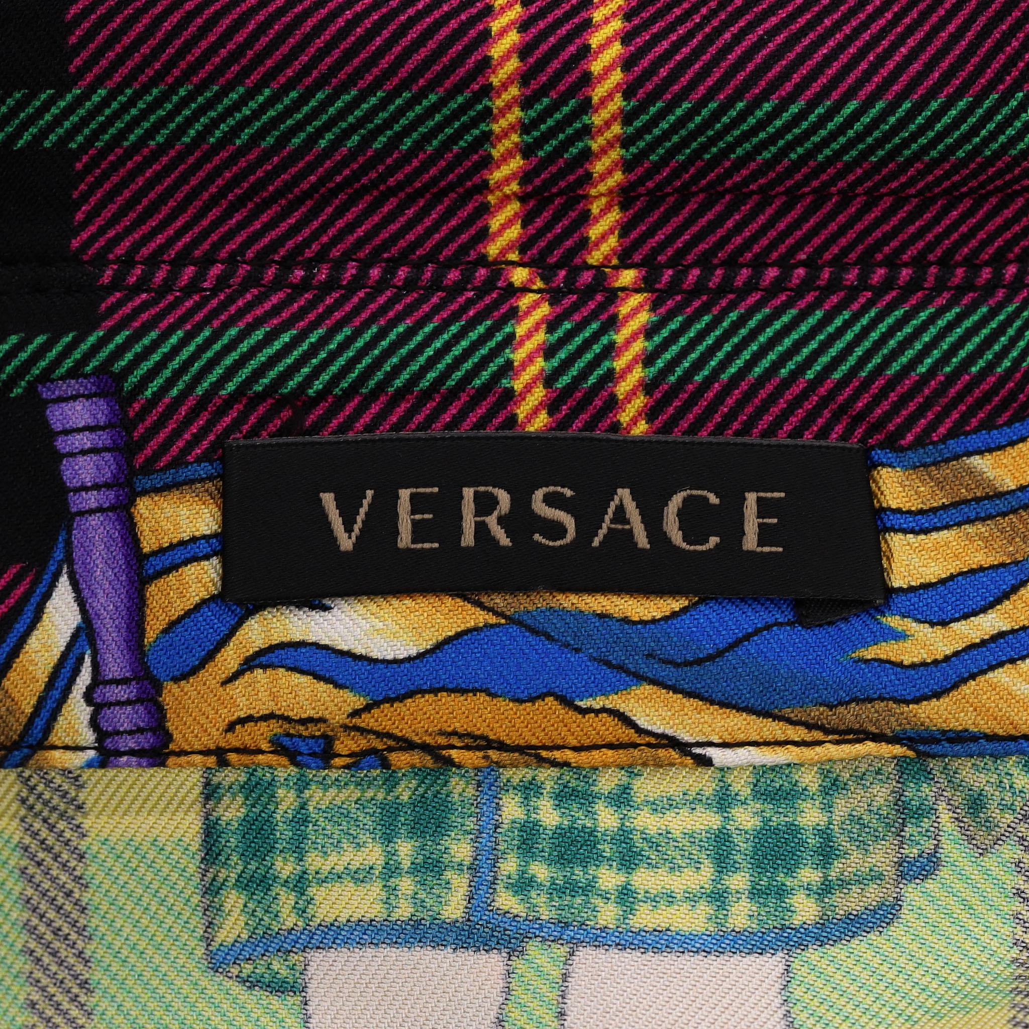 Versace Tartan Check 'The Clans' Silk Shirt For Sale 3