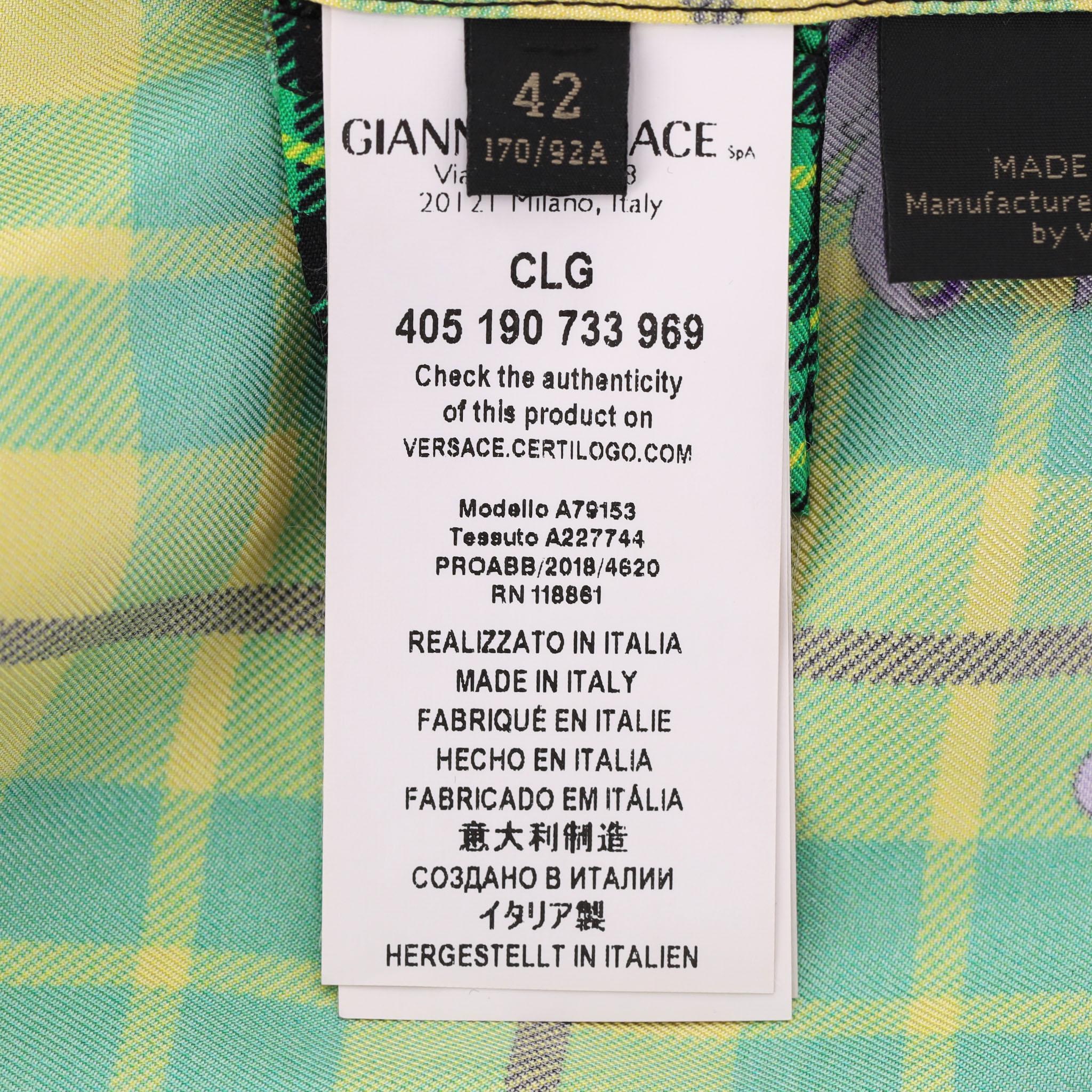 Versace Tartan Check 'The Clans' Silk Shirt For Sale 4