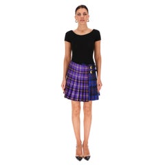 Versace Tartan Wool Pleated Skirt