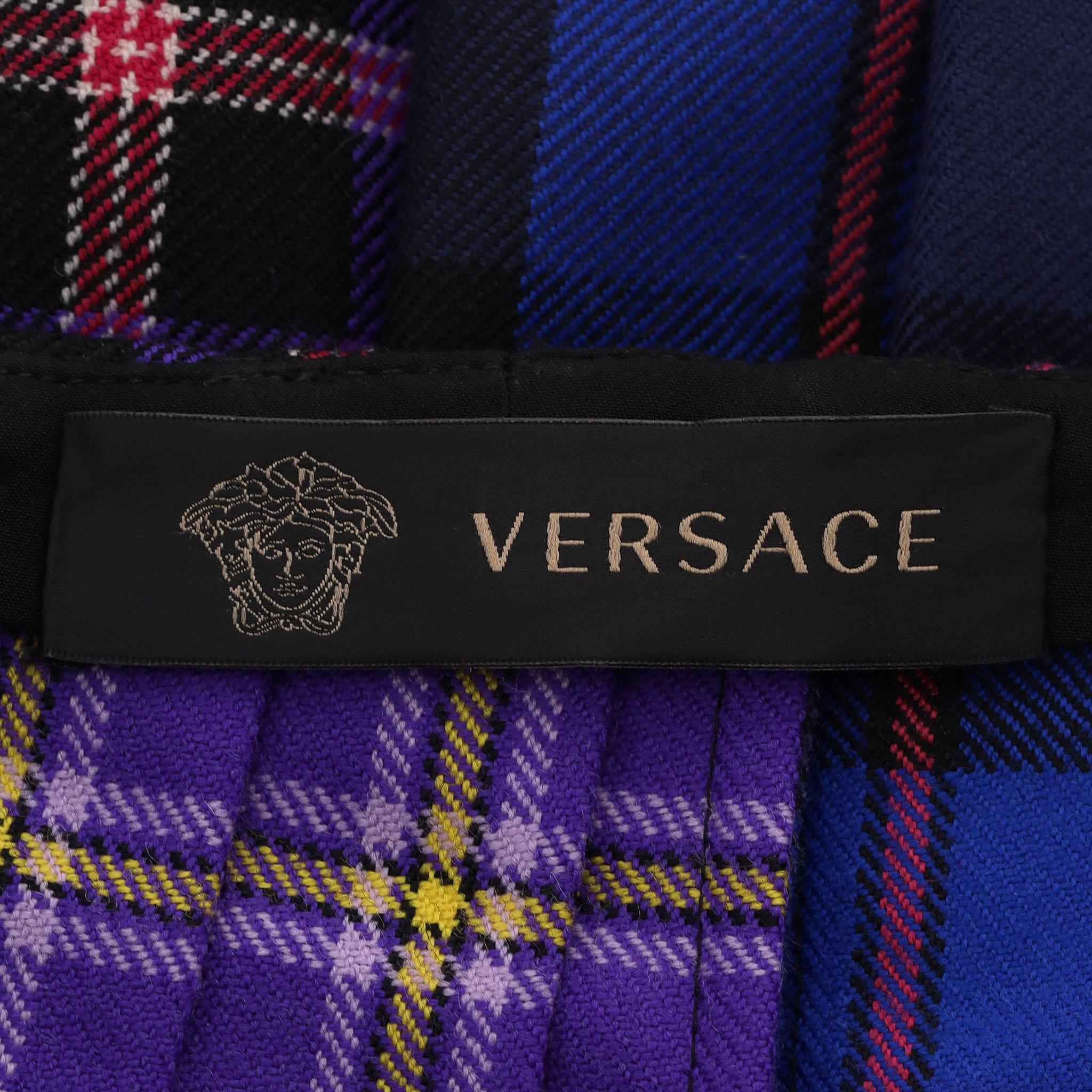 Versace Tartan Wool Pleated Skirt en venta 1