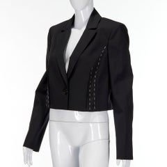 Versace Tessuto Ricamo – Kurze Jacke aus Schurwolle mit Kettenstich-Details