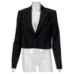 Versace Tessuto Ricamo – Kurze Jacke aus Schurwolle mit Kettenstich-Details