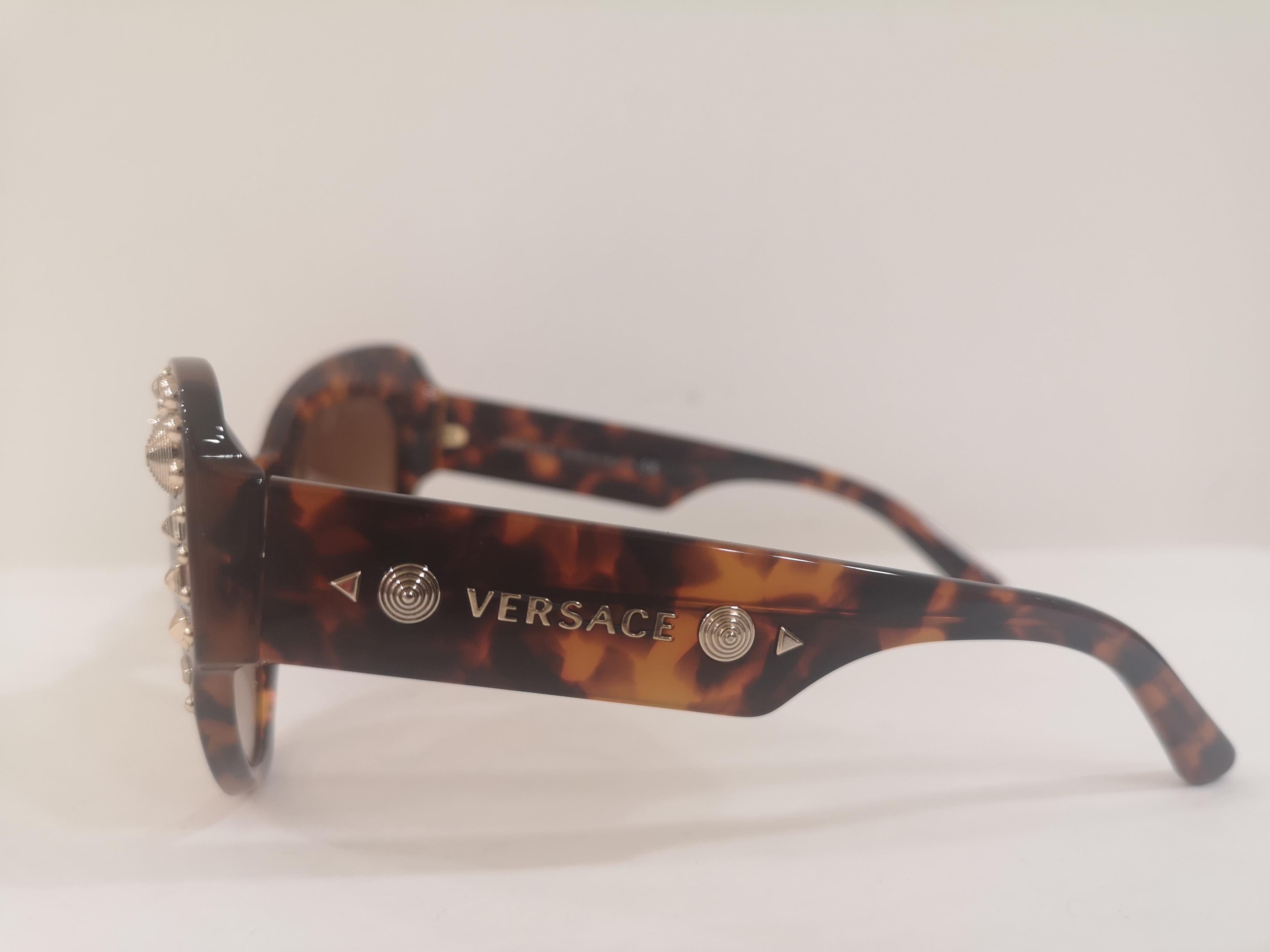 Brown Versace tortoise gold studs Sunglasses NWOT
