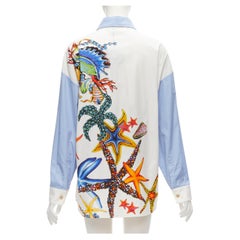 VERSACE Tresor De La Mer 2021 starfish blue white colorblock shirt IT40 S