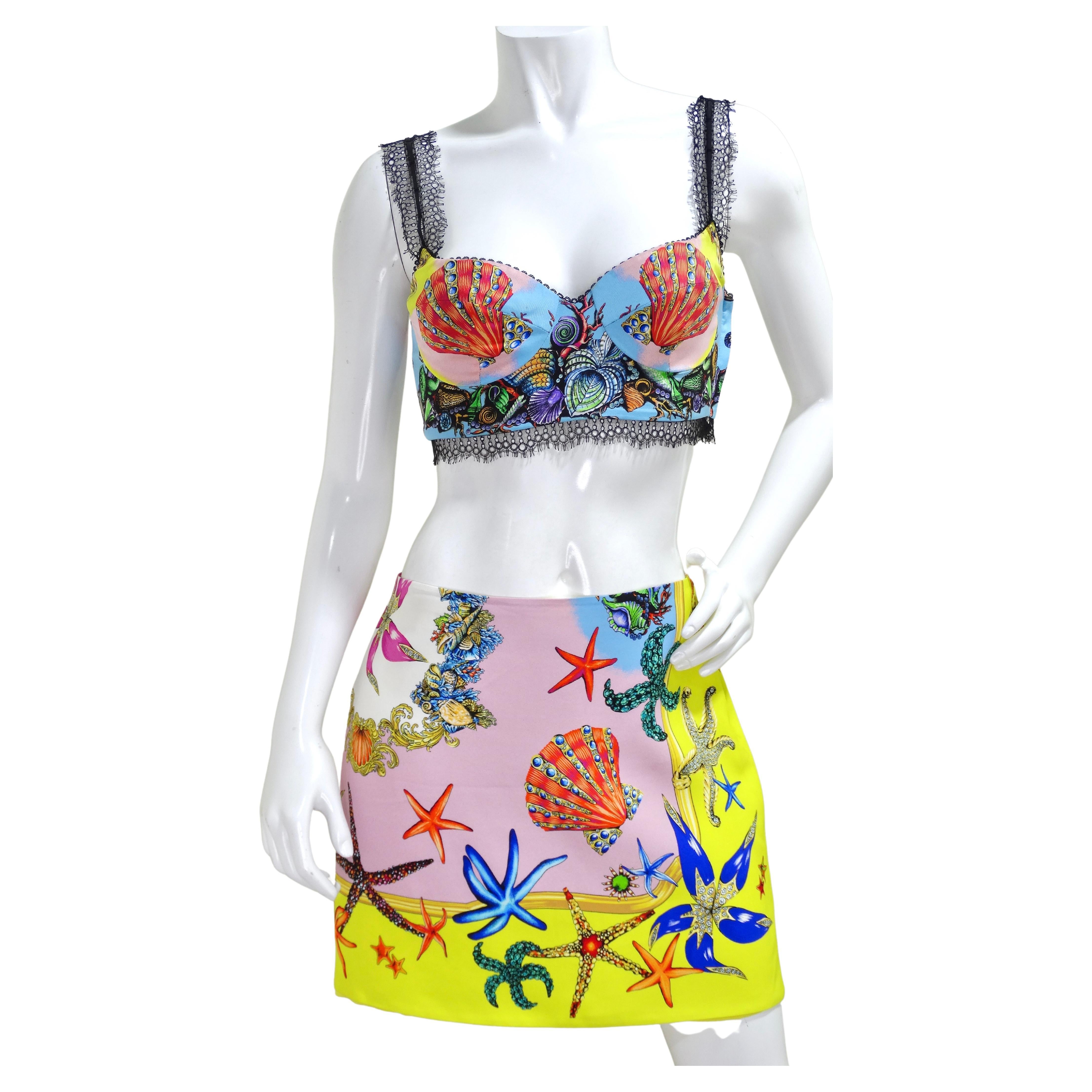 Versace Trésor de la Mer Print Mini Skirt and Balette Set