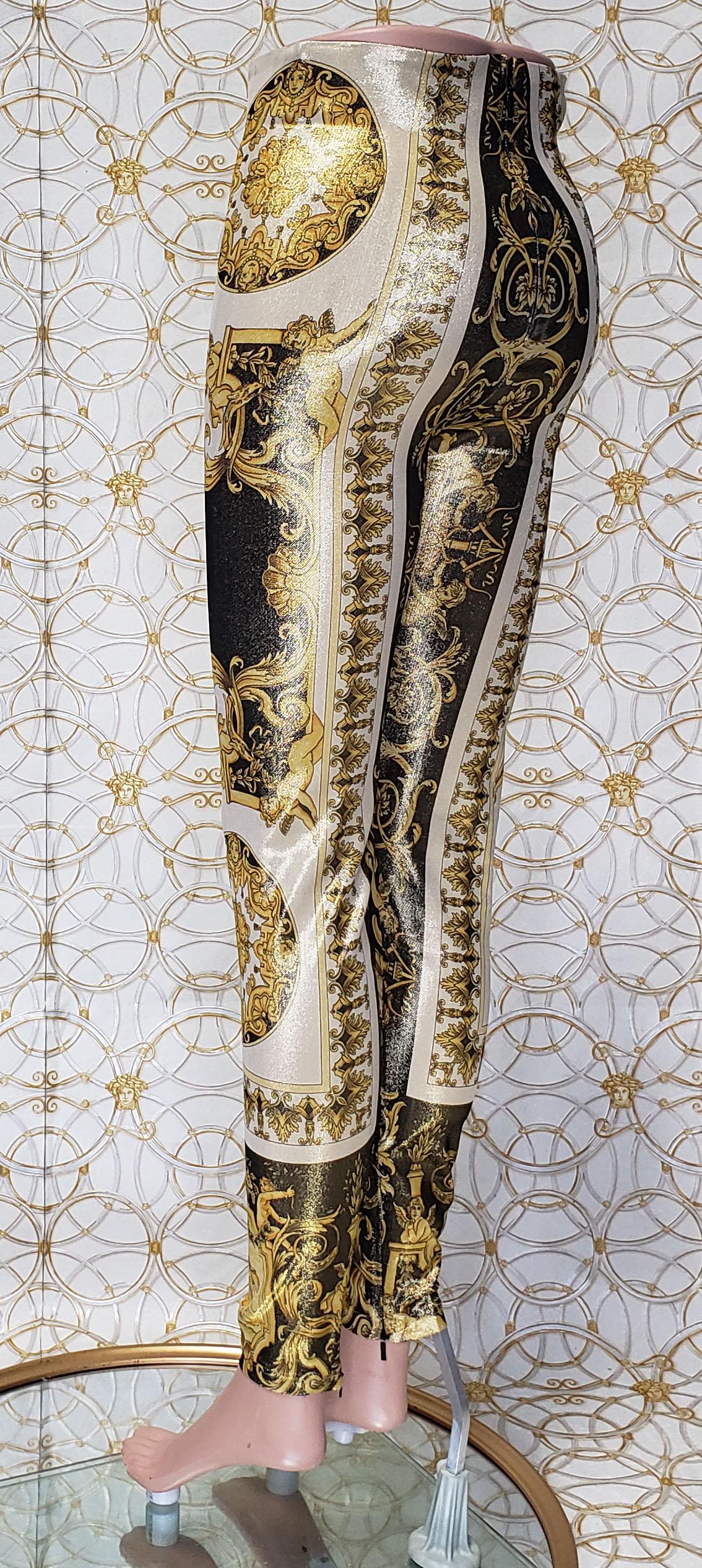 Beige VERSACE TRIBUTE 2018 Look # 15 BAROQUE PRINT LEGGINGS 42 - 8