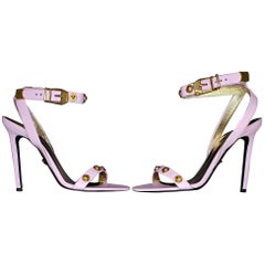 VERSACE TRIBUTE 2018 PINK LEATHER SANDALS w/GOLD MEDUSA STUDS 37.5, 38, 38.5