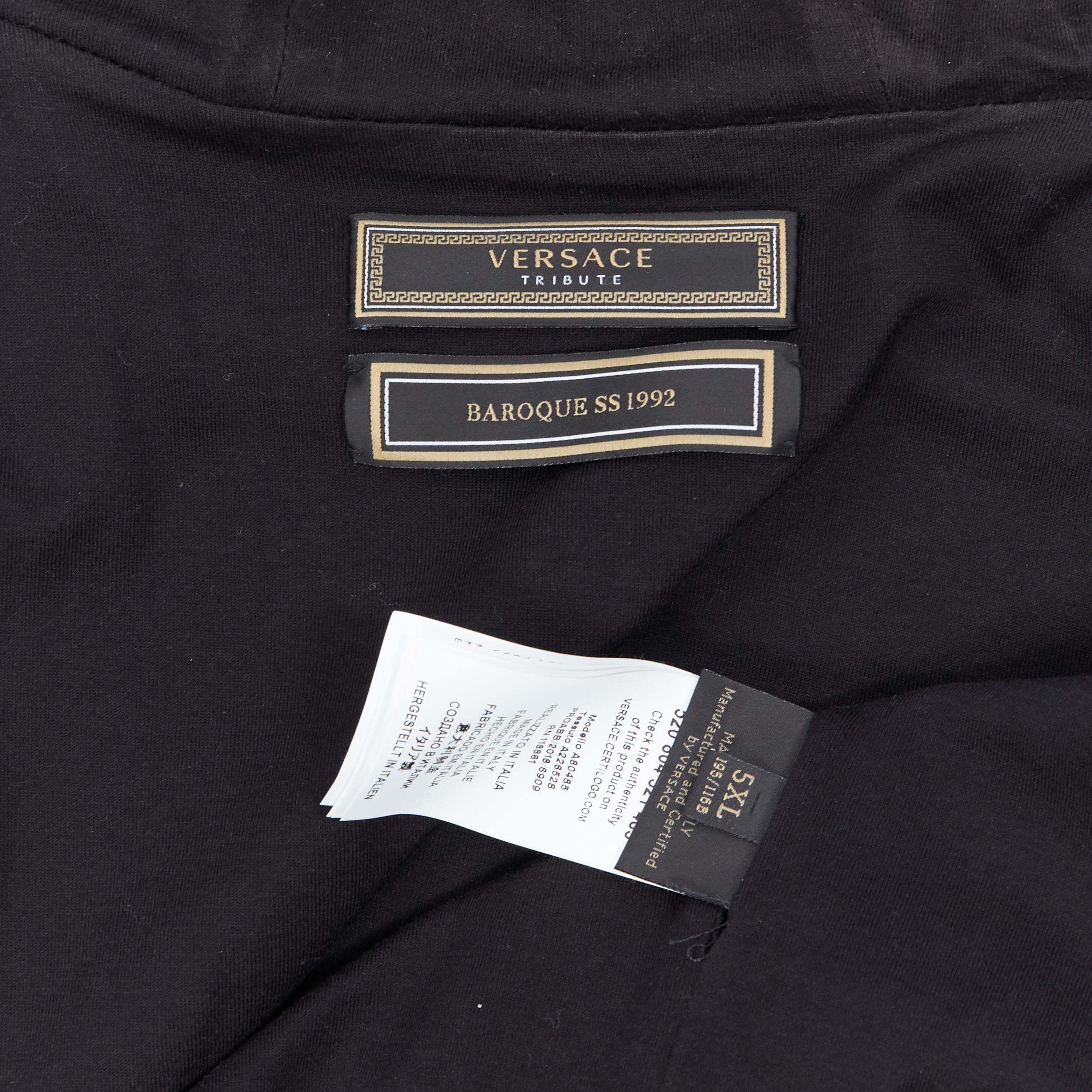 VERSACE Tribute Baroque 1992 gold black cotton barocco print zip up hoodie 5XL 2