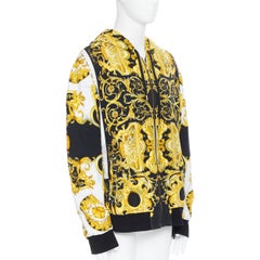 VERSACE Tribute Baroque 1992 gold black cotton barocco print zip up hoodie 5XL