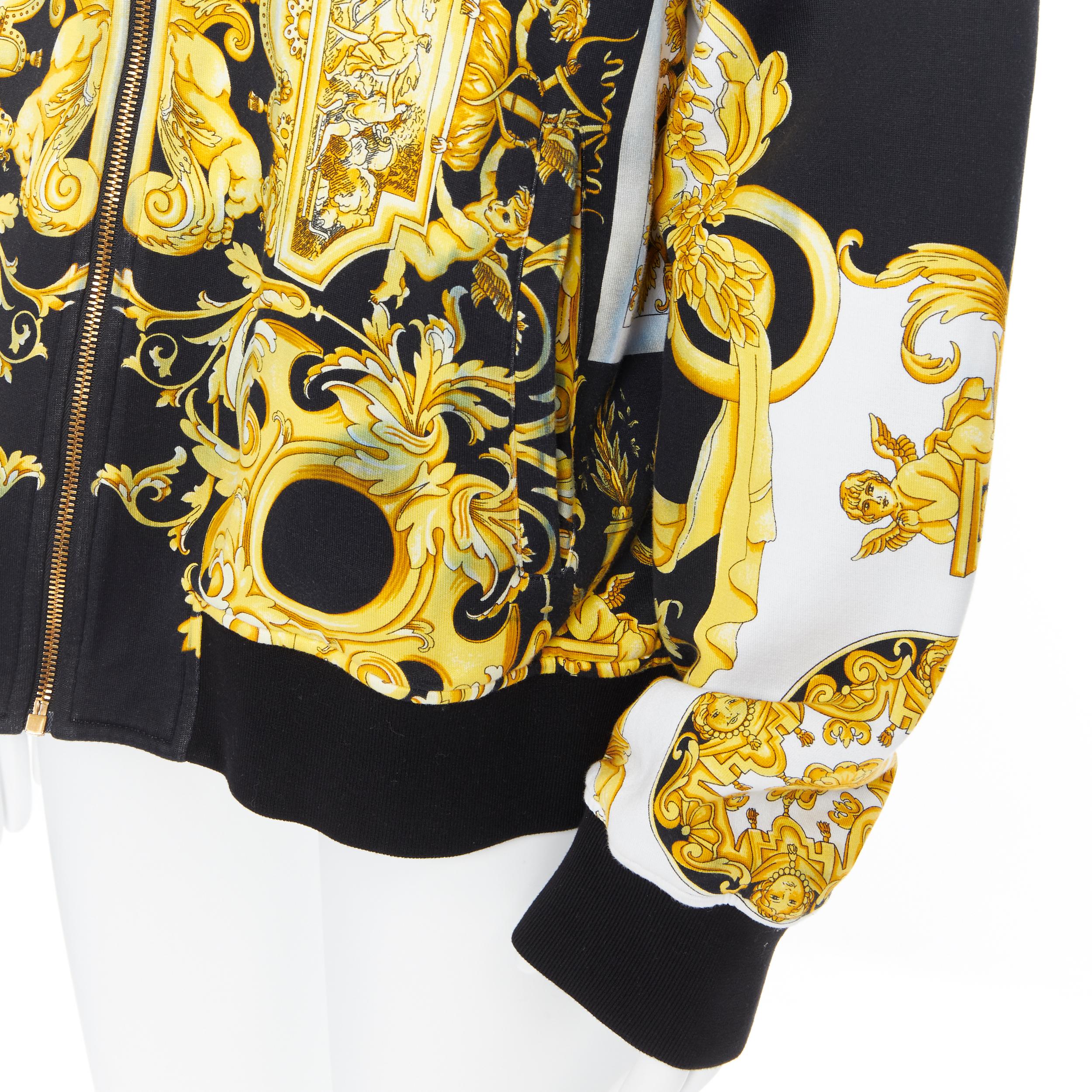 VERSACE Tribute Baroque 1992 gold black cotton barocco print zip up hoodie 5XL In Fair Condition In Hong Kong, NT