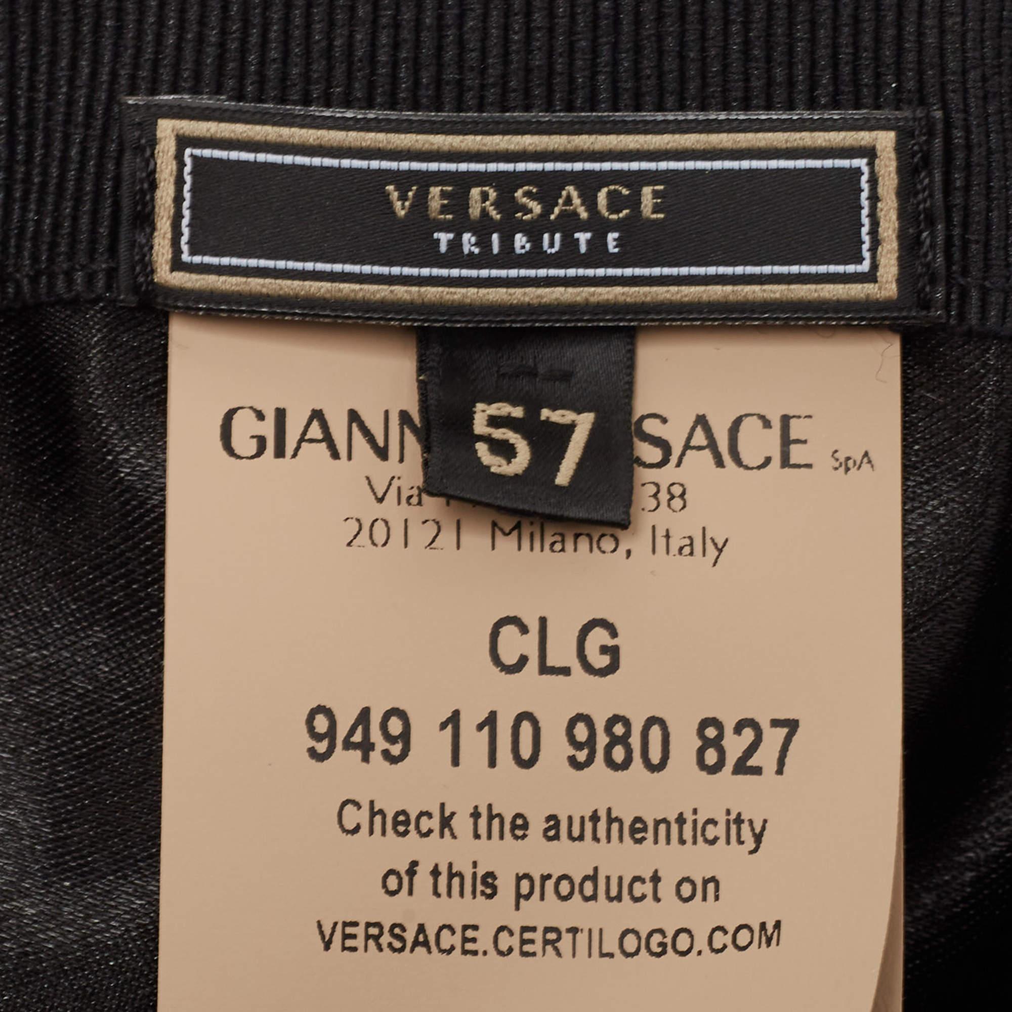 Versace Tribute Black Leather Medusa Medalion Baseball Cap Size 57 1
