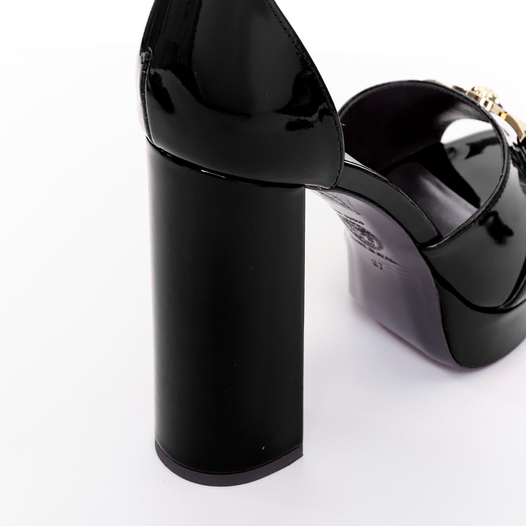 Versace Tribute noir verni or Medusa open toe platform sandal EU39 en vente 5