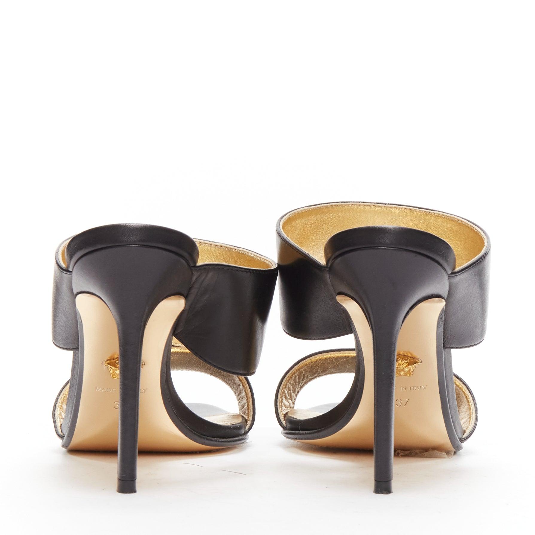 ALAIA ELASTIC CAGE MULE SANDALS IN BLACK WOVEN STRAP AND LAMBSKIN