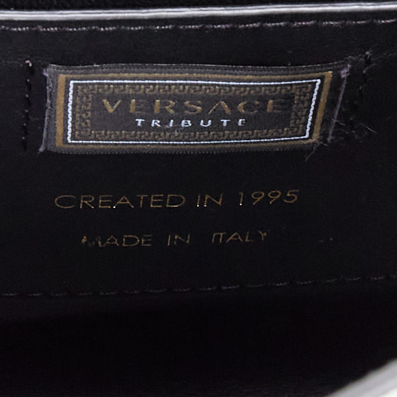 VERSACE Tribute Icon black gold Barocco calfskin Medusa crossbody satchel bag im Angebot 5