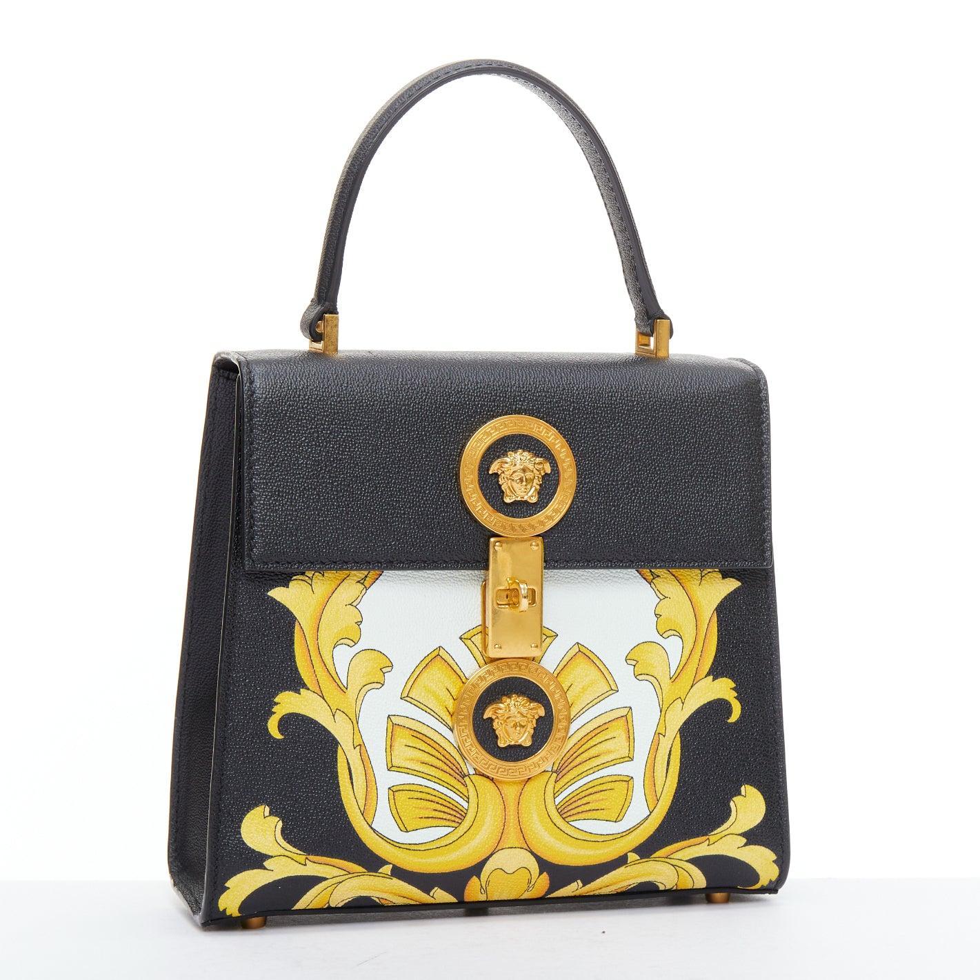 VERSACE Tribute Icon black gold Barocco calfskin Medusa crossbody satchel bag (Schwarz) im Angebot