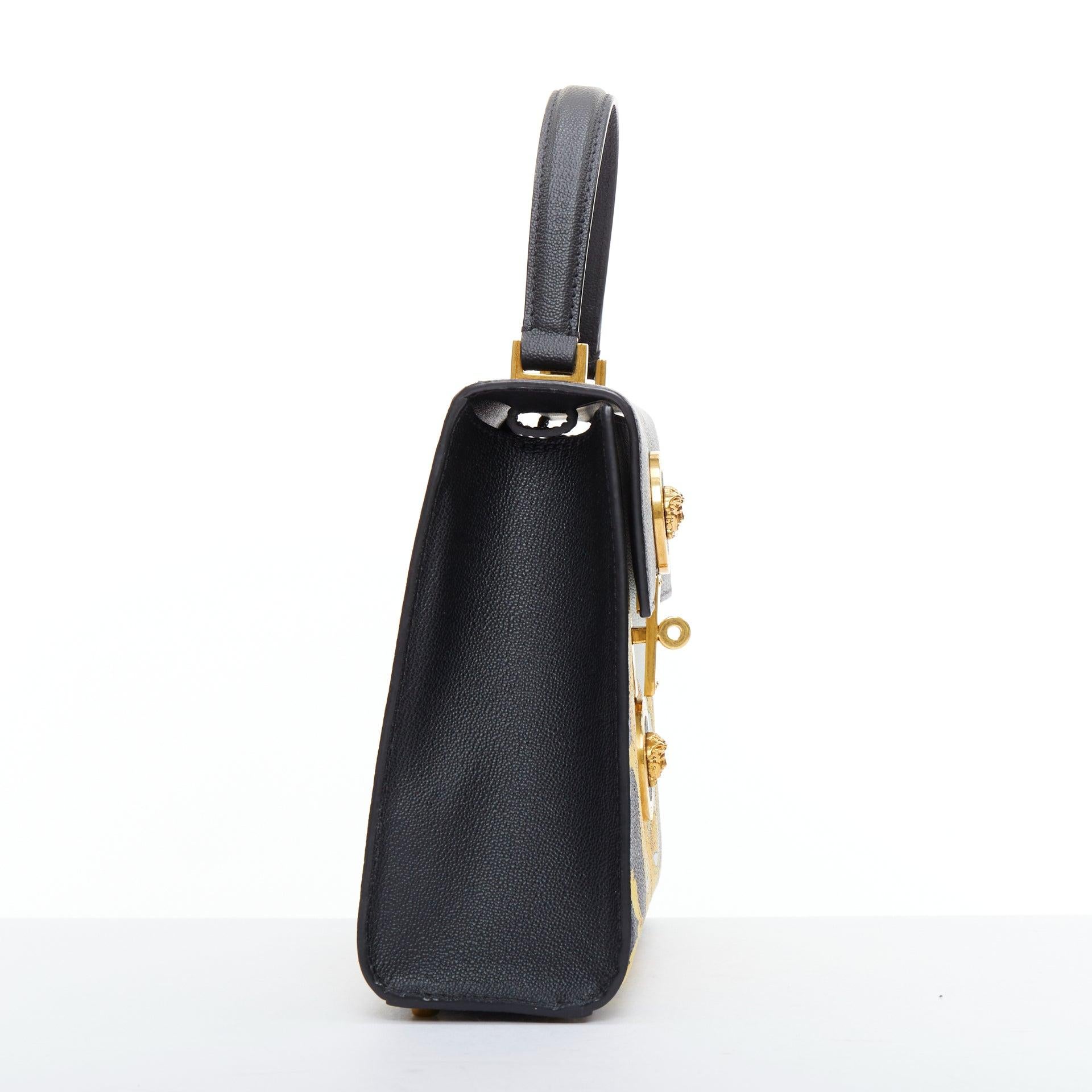 VERSACE Tribute Icon black gold Barocco calfskin Medusa crossbody satchel bag Damen im Angebot