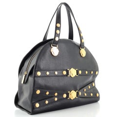 Versace Tribute Medallion Bowling Bag Leather Large