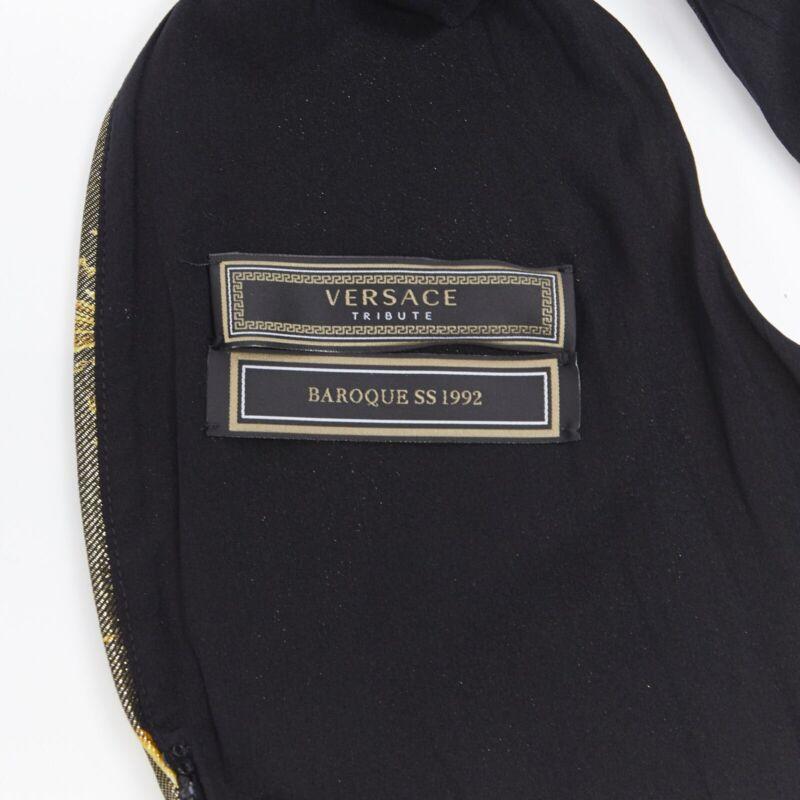 VERSACE Tribute SS18 Runway Baroque Cherub gold black lurex bodysuit IT38 XS 5