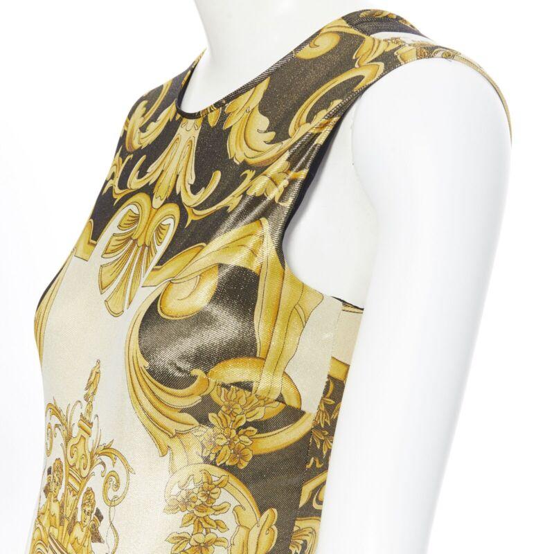 VERSACE Tribute SS18 Runway Baroque Cherub gold black lurex bodysuit IT38 XS 2