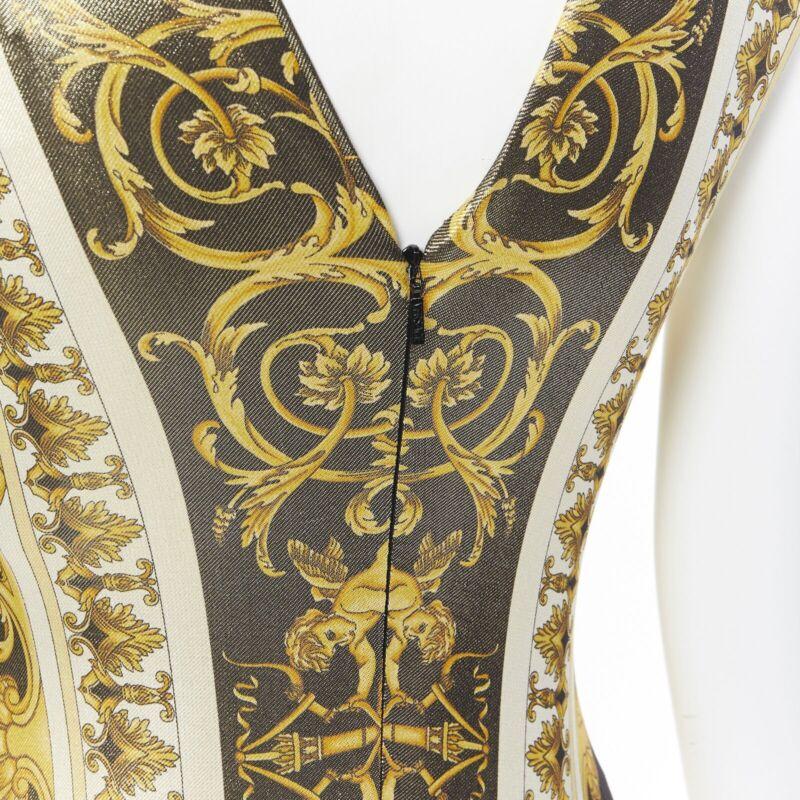 VERSACE Tribute SS18 Runway Baroque Cherub gold black lurex bodysuit IT38 XS 4