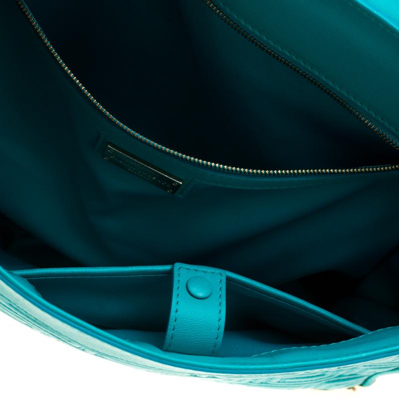 Versace Turquoise Leather Flap Shoulder Bag 1