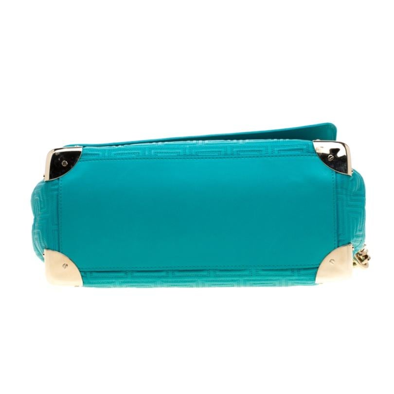 Versace Turquoise Leather Flap Shoulder Bag 2