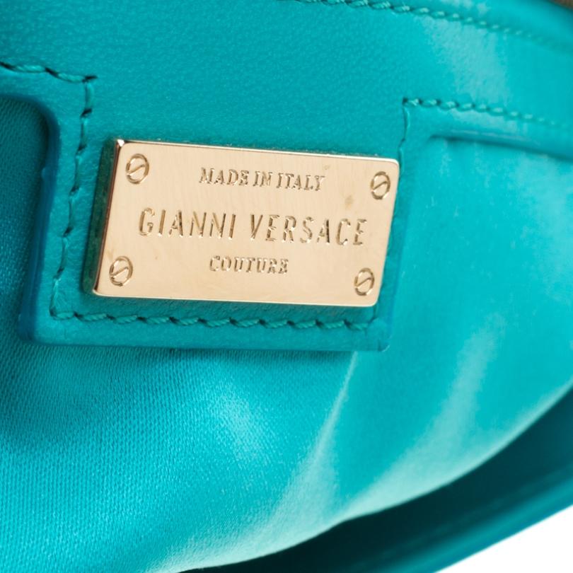 Versace Turquoise Leather Flap Shoulder Bag 3