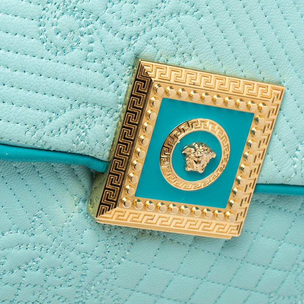 Versace Turquoise Quilted Leather Vanitas Chain Shoulder Bag 7