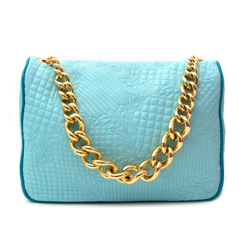 Versace Turquoise Quilted Leather 