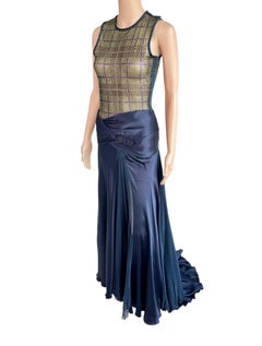 Versace Unworn F/W 2004 Runway Crystal Sheer Bodysuit Top and Skirt 2 Piece Set