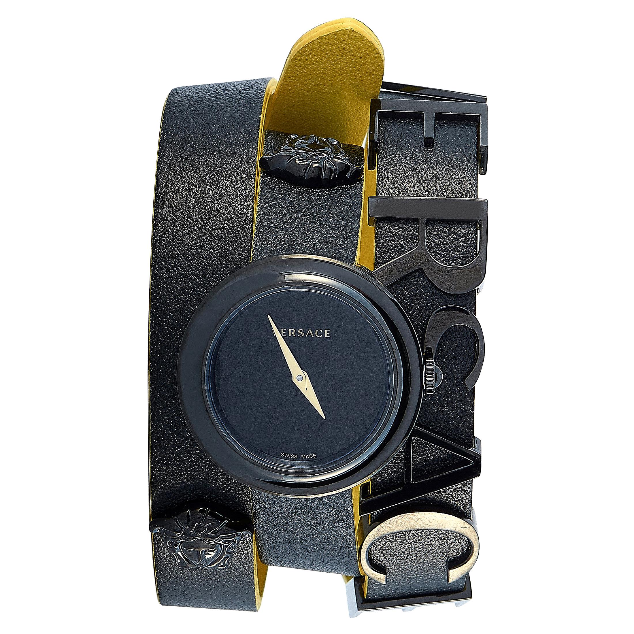 Gianni Versace Gold Medusa Watch with Croc Embossed Strap at 1stdibs