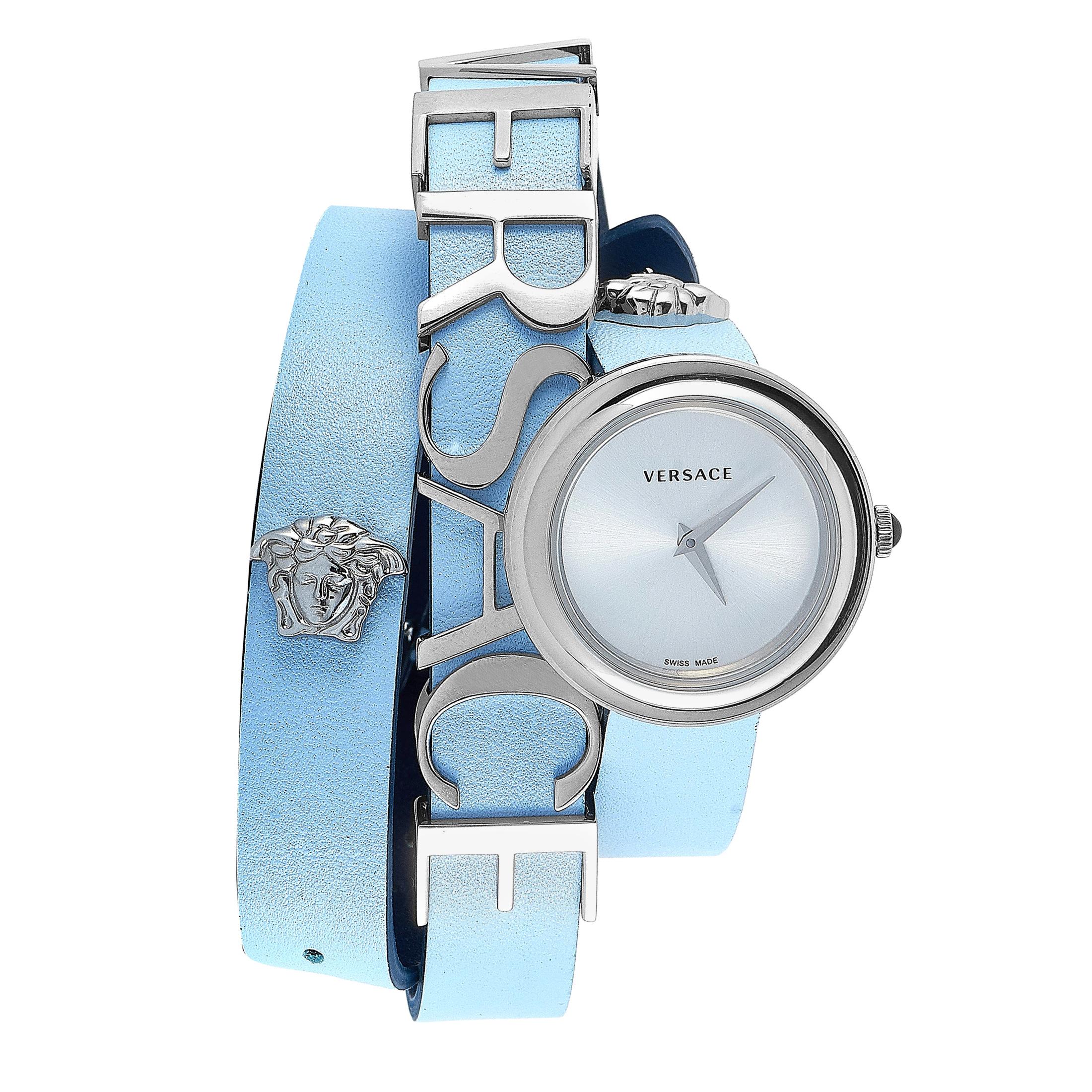 Versace V-Flare Light Blue Double Wrap Watch VEBN00118
